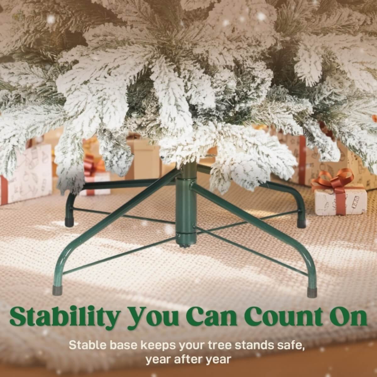 Artificial 6ft Flocked Christmas Tree ¨C Lifelike Full Branches, Foldable Metal Stand, Home Holiday D¨¦cor