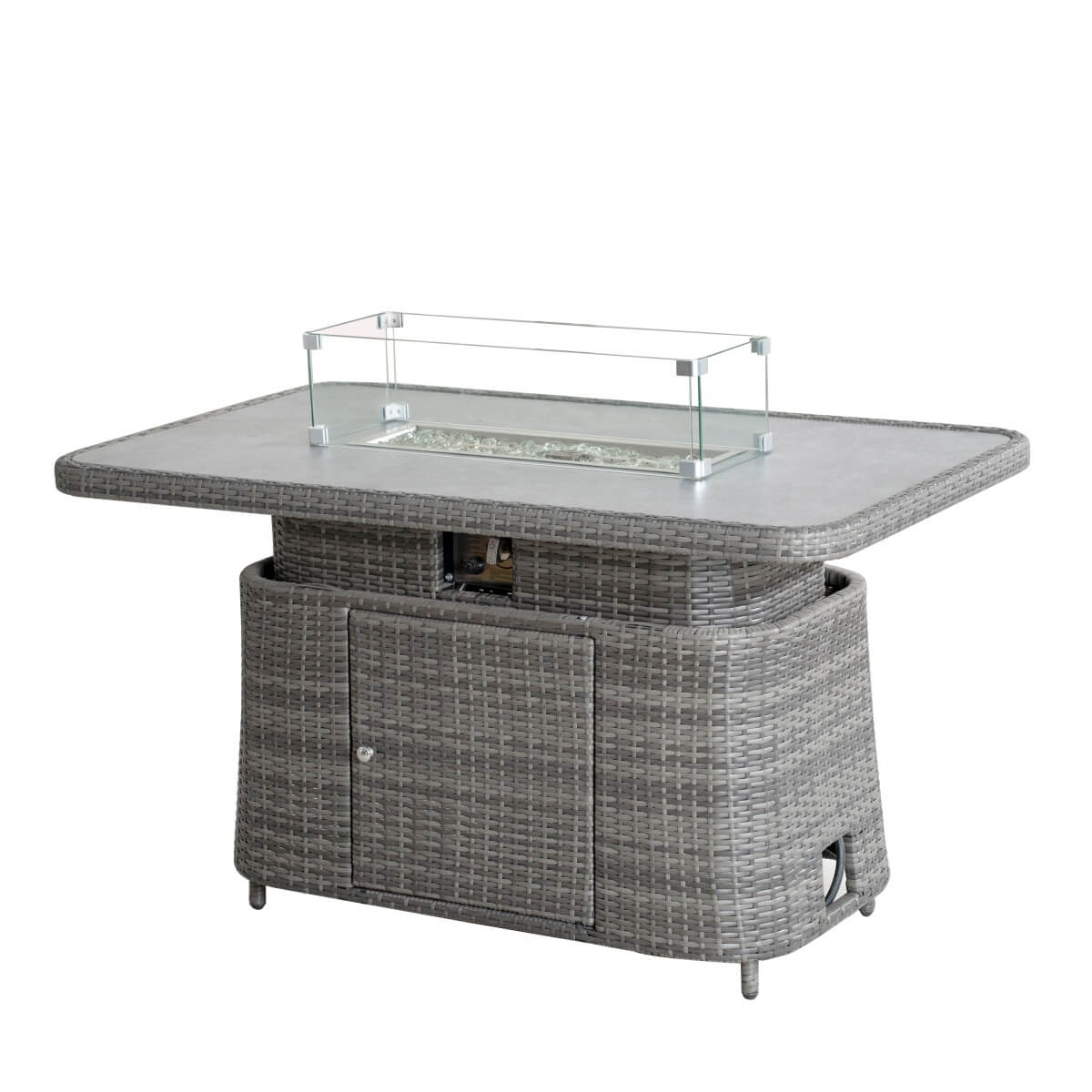 Aluminium Lift-Top Fire Pit Table ¨C Adjustable Coffee & Dining Table