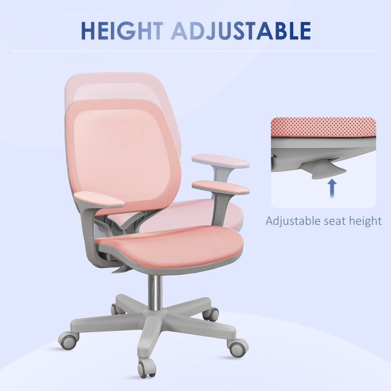 Vinsetto Office Chair, Swivel Desk Chair with Adjustable Height and Security Wheels, Pink