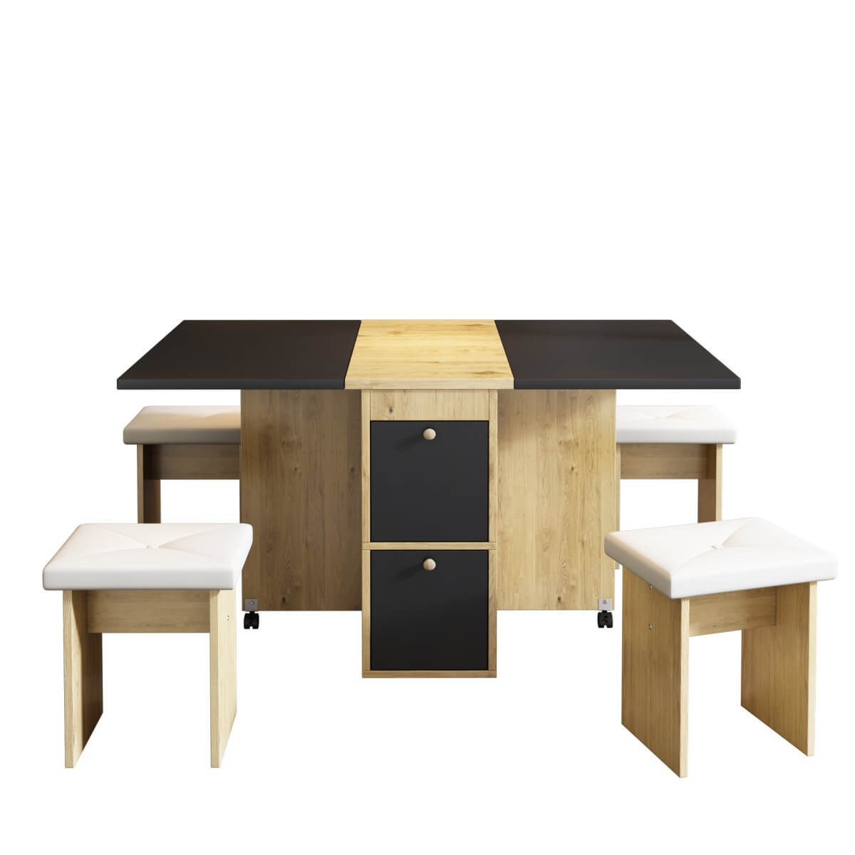 Dining Table Set with 4 Chairs – Extendable & Folding, Multifunctional Dining Table, 120x80x75cm