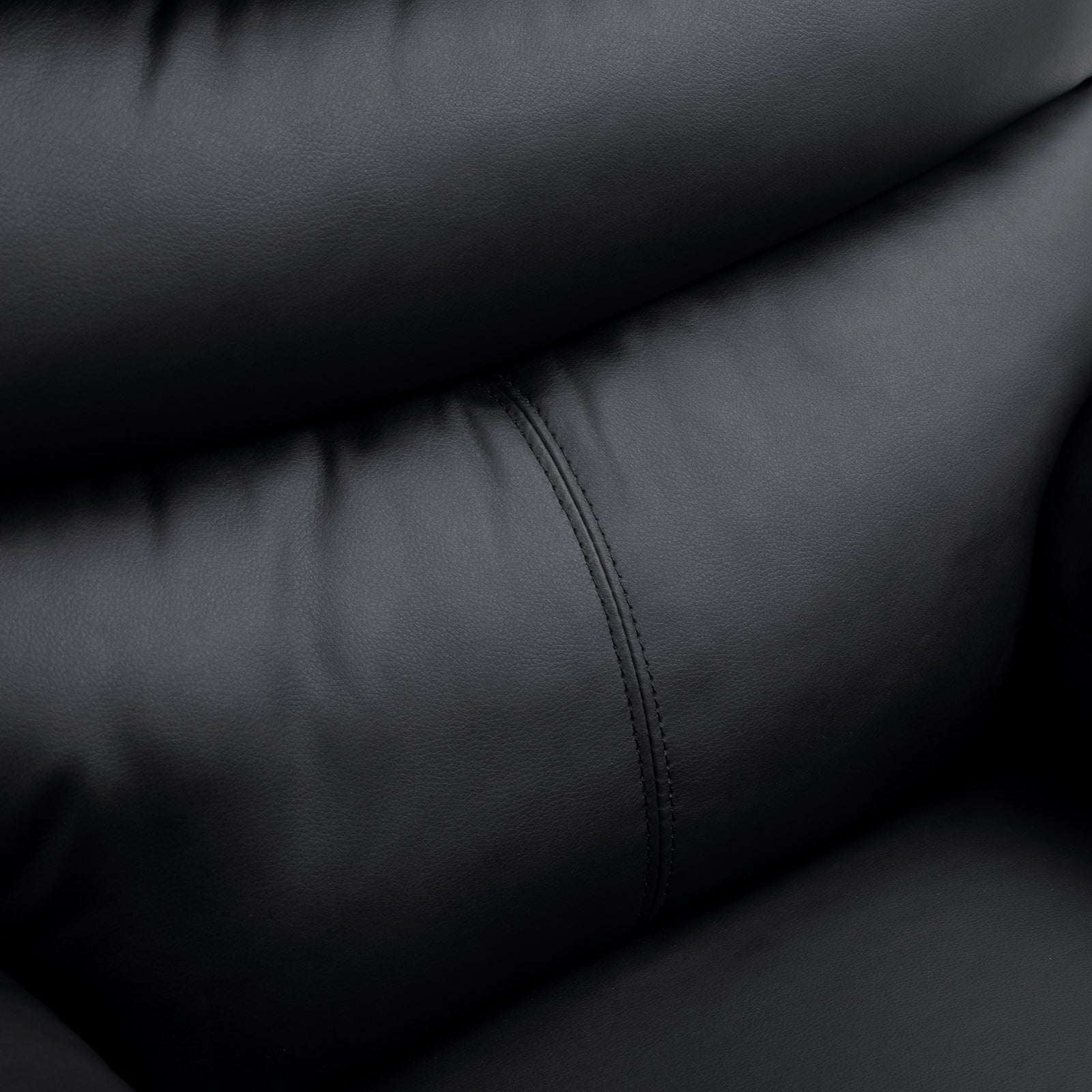 Reclining Chair Manual with Padded Armrests Retractable Footrest, Black PU Leather