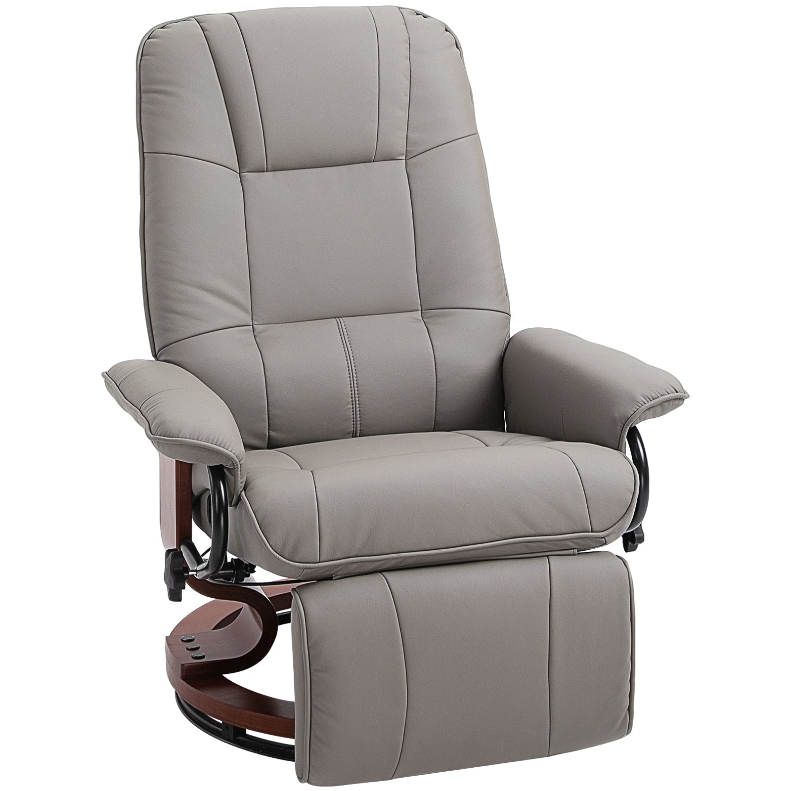 360¡ã Swivel Recliner Chair with Footstool, Manual Recliner Armchair, Faux Leather, Grey