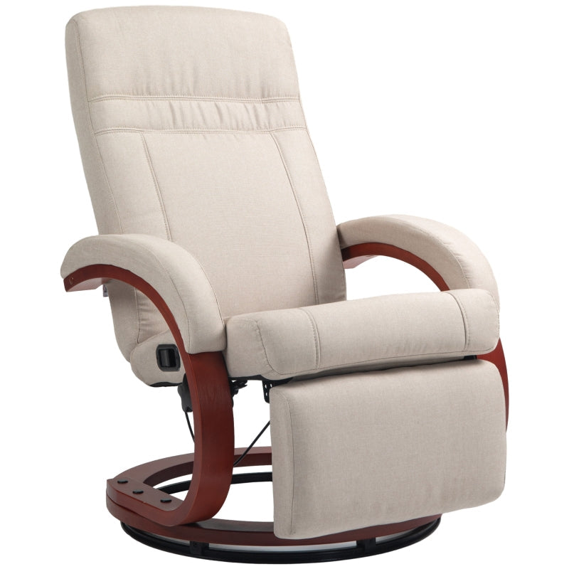 Reclining Swivel Chair with Footrest - Beige