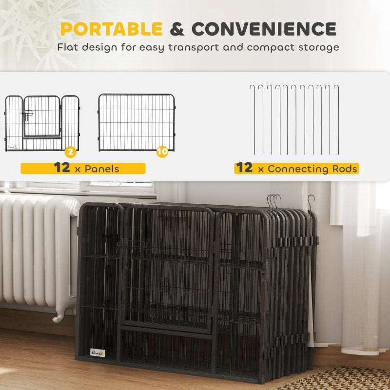 12 Panels Heavy Duty Puppy Playpen, Small Dogs Indoor Outdoor - Silver
