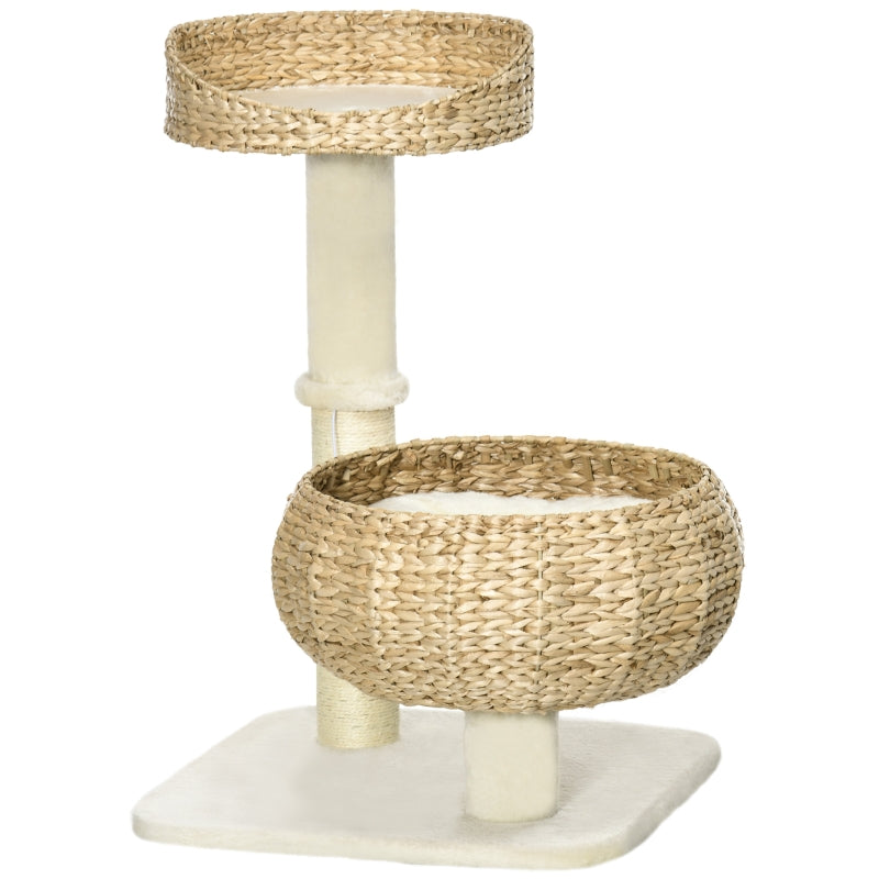 Cat Tree Kitten Tower 72cm, Sisal Scratching Post, Two Beds, Toy Ball