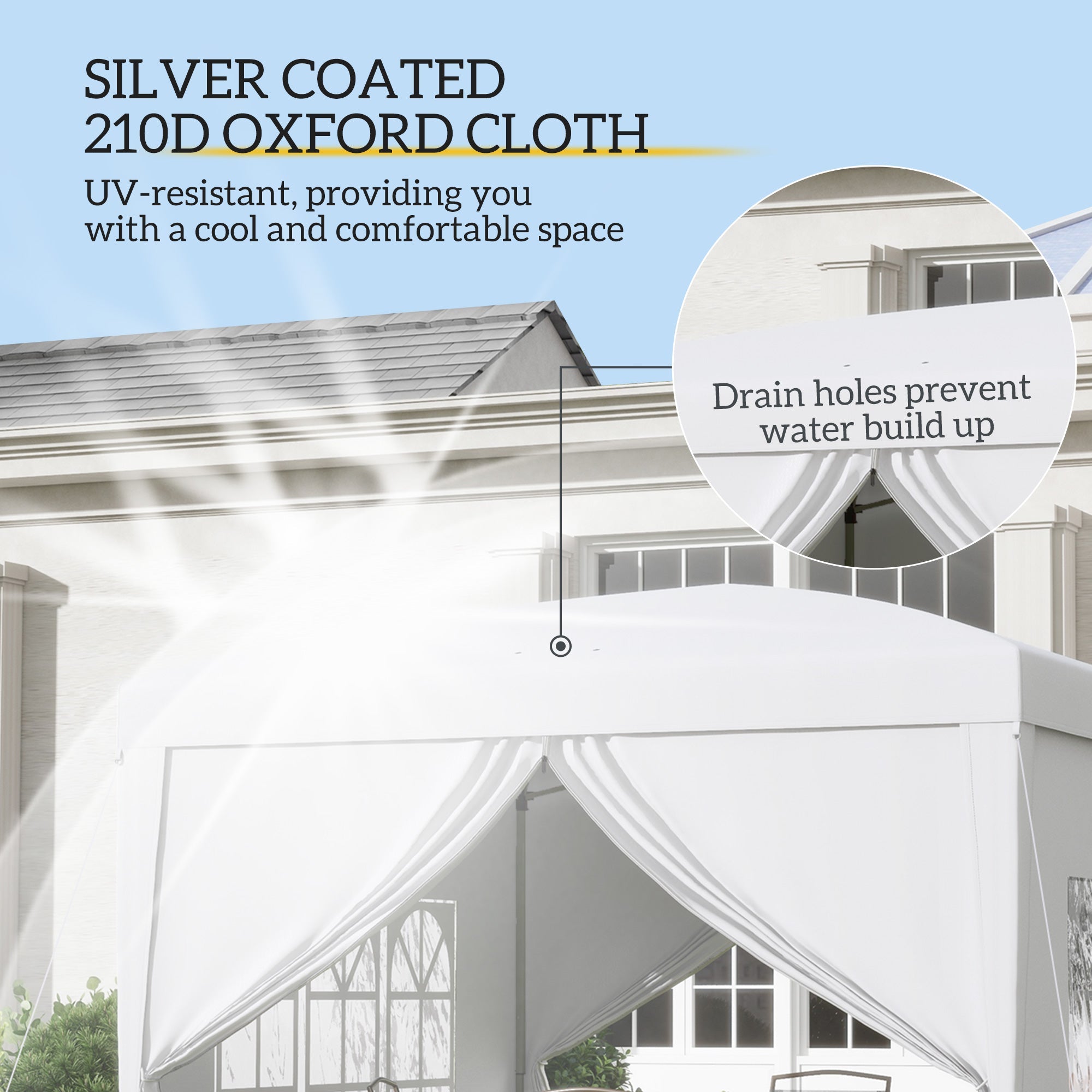 Pop Up Gazebo, Wedding Party Canopy Tent Marquee with Carry Bag and Windows, White