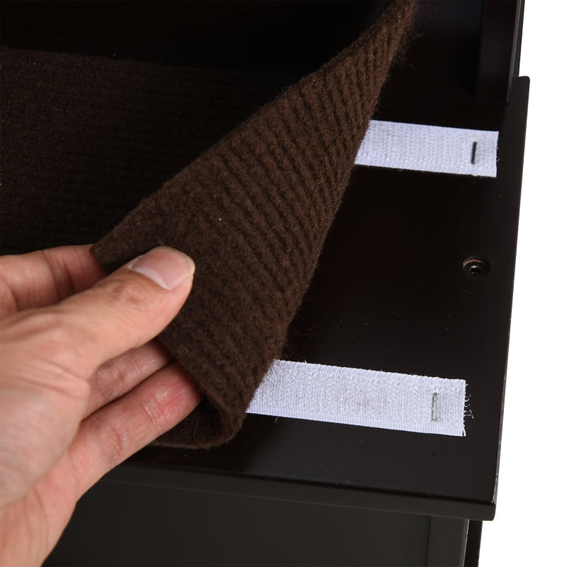 4 Step Wooden Dog Steps for Dogs, Non-Slip Carpet, Dark brown