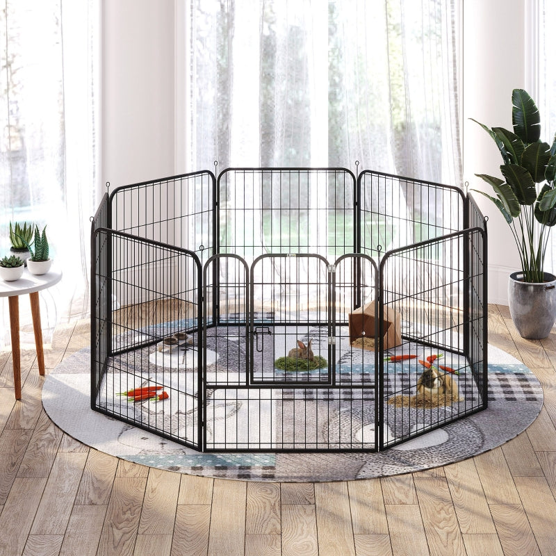 Puppy Playpen 8 Panels Heavy Duty, for Small and Medium Dogs, Black