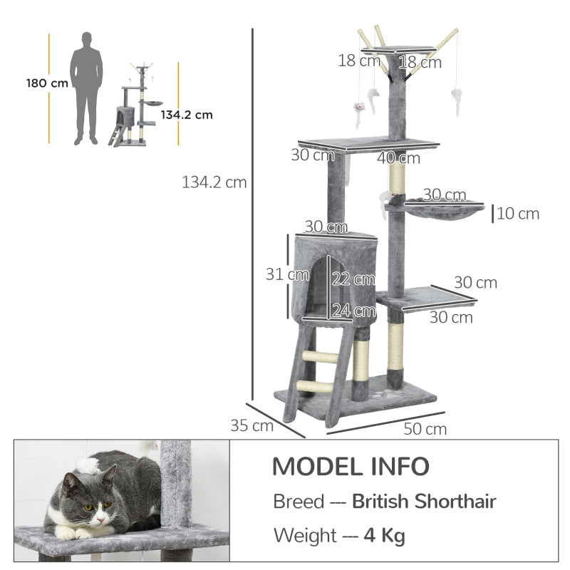 Cat Scratching Post Climbing Tower Activity Centre Grey