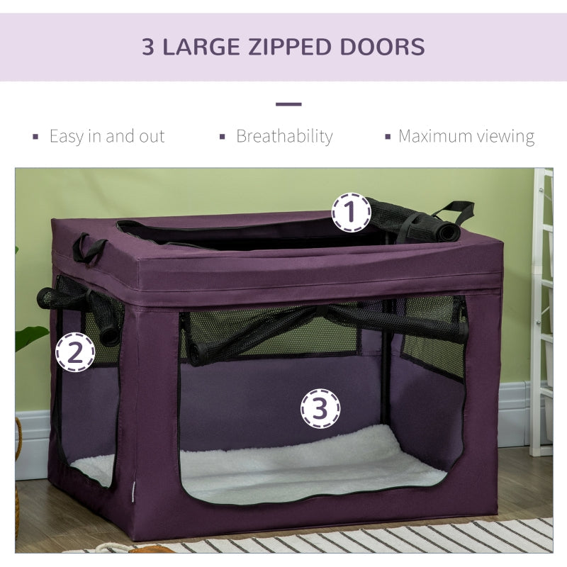 80cm Pet Carrier, with Cushion, for Small and Medium Dogs - Purple