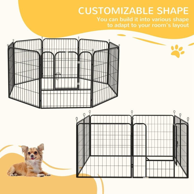 Puppy Playpen 8 Panels Heavy Duty, for Small and Medium Dogs, Black