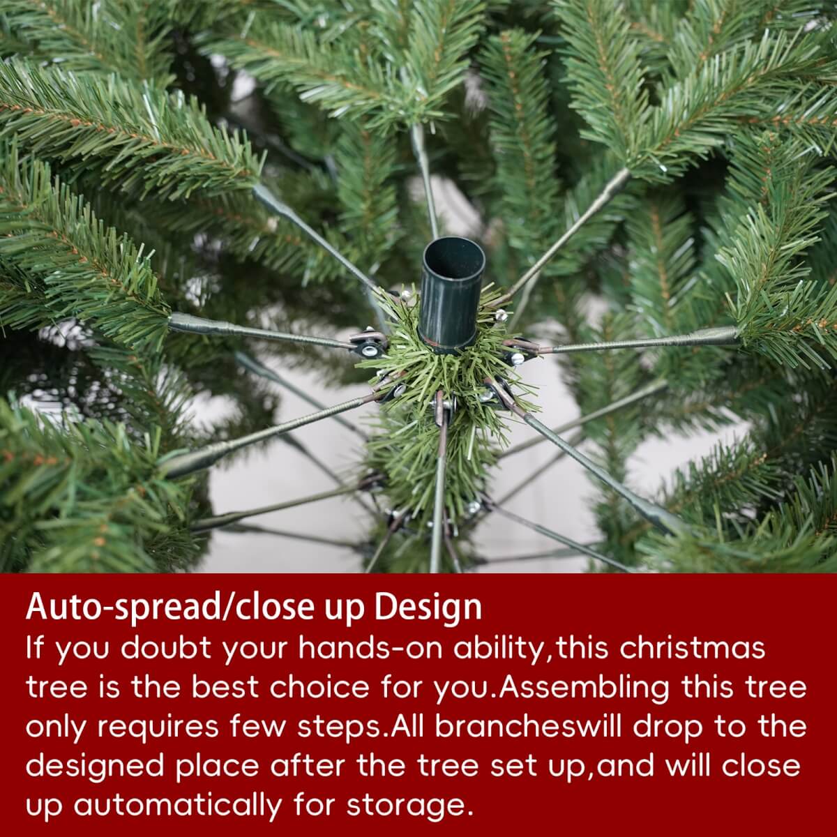 Artificial Christmas Tree with Colour LED Lights – Realistic PVC Xmas Tree, Pre-Lit, 6ft & 7ft, Metal Stand