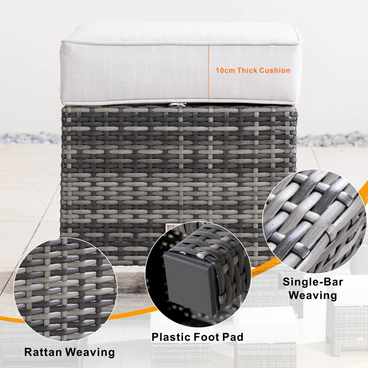 Premium Aluminium Modular Sofa Set – 9-Seater with Gas-Lift Armrests & Adjustable Table, Grey/Brown( PAS-2531)