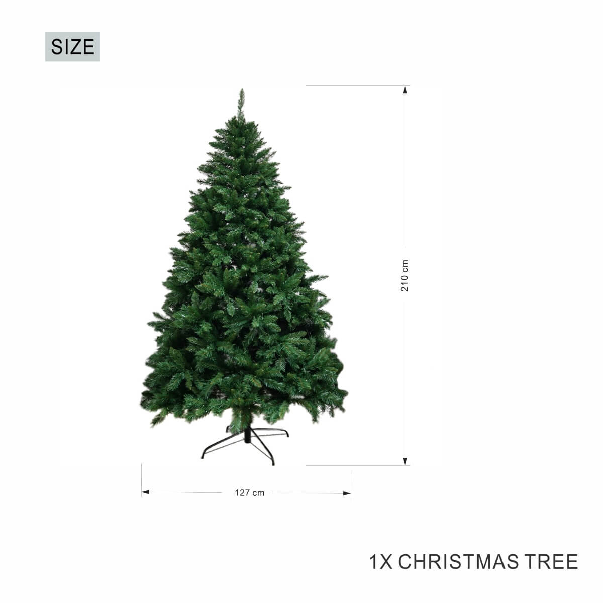 Artificial Christmas Tree – Realistic PVC Xmas Tree with Optional Pre-Lit Warm White LED Lights, 5ft 6ft 7ft, Metal Stand