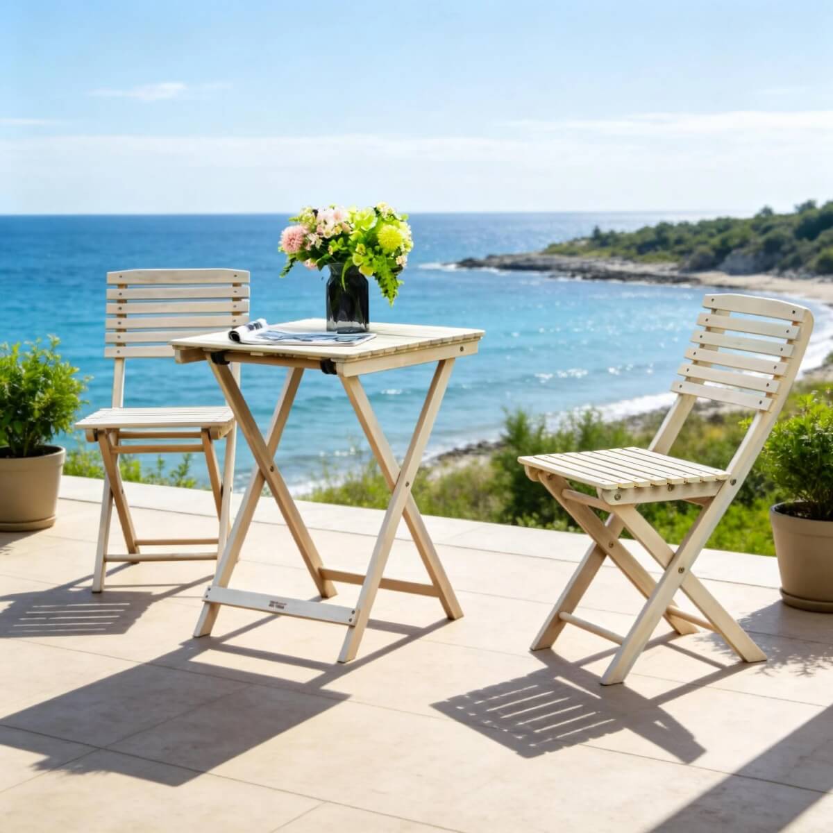 Wooden Outdoor Dining Set – Rectangular Table with Chairs for Garden, Patio or Balcony