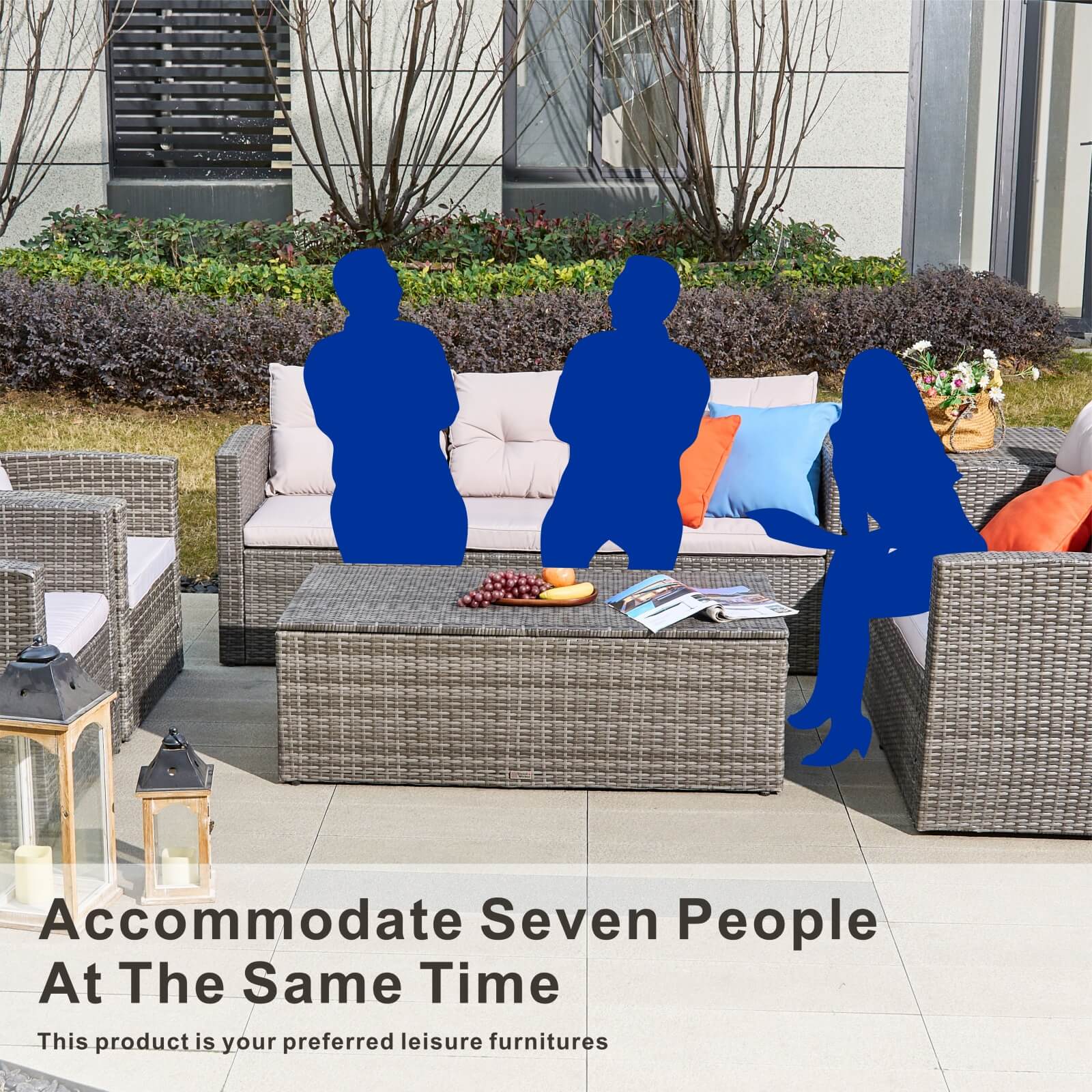 7-Seater Outdoor Sofa Set with Storage Box - PAS-1503-GR