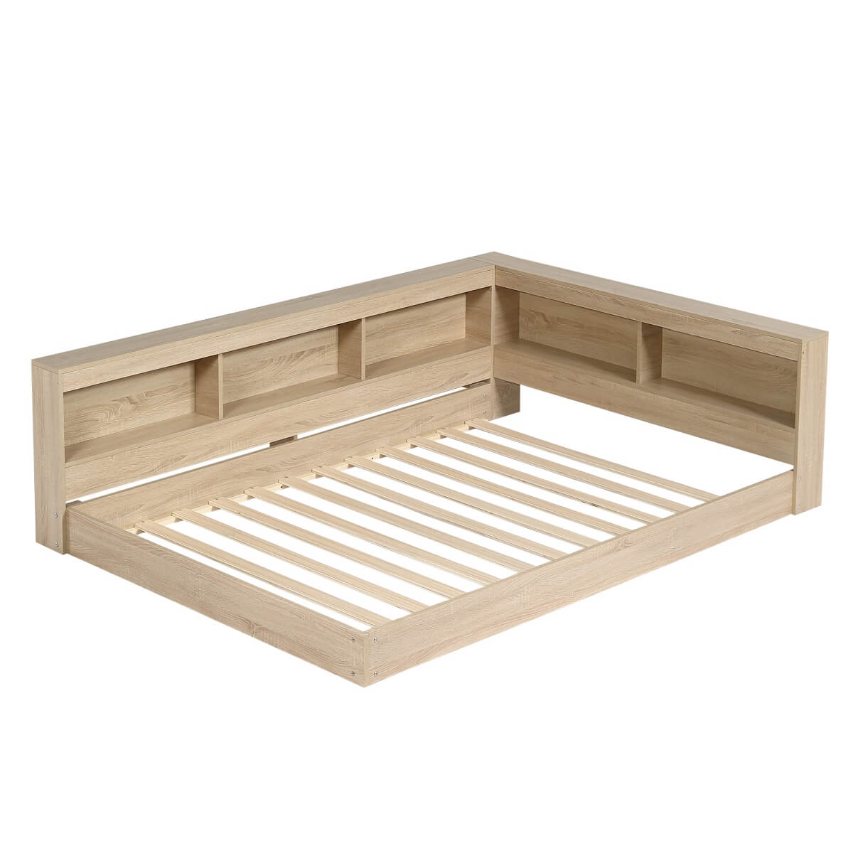 4FT6 Double Storage Bed – White Oak Bed Frame with Ample Storage