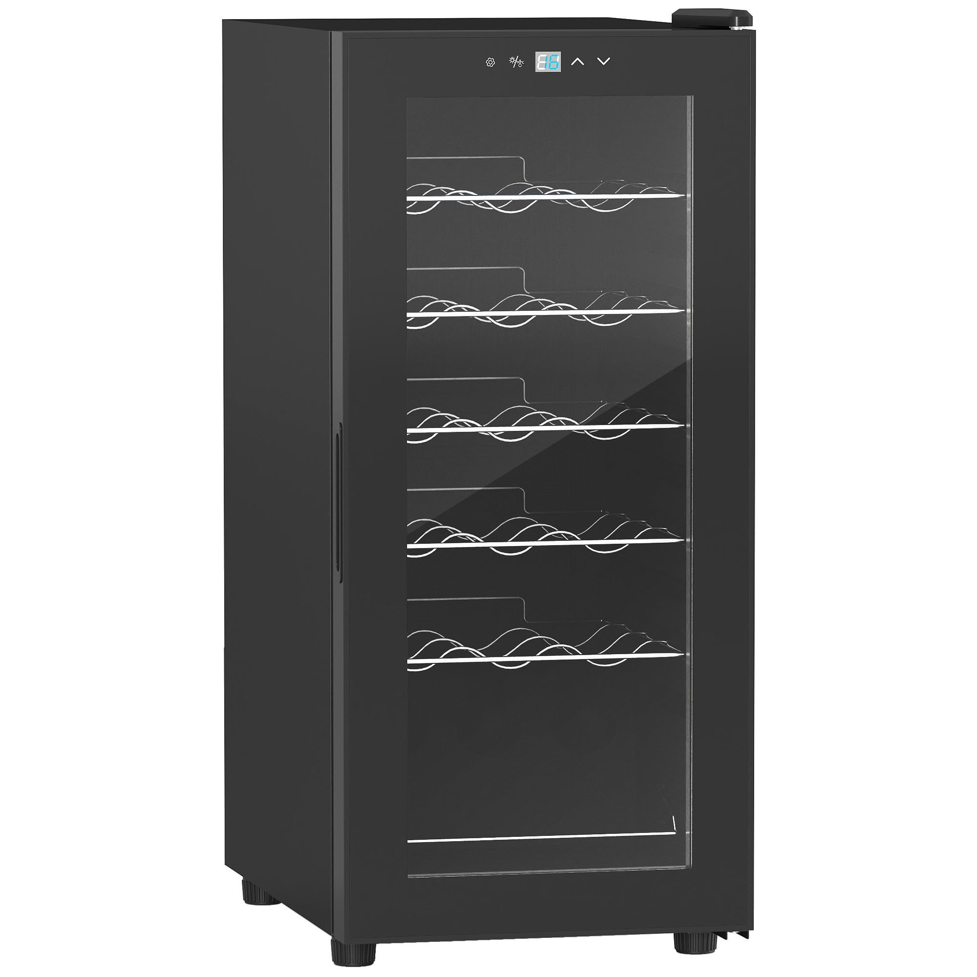 Wine Cooler, 50L 18 Bottle Freestanding with Glass Door, Black