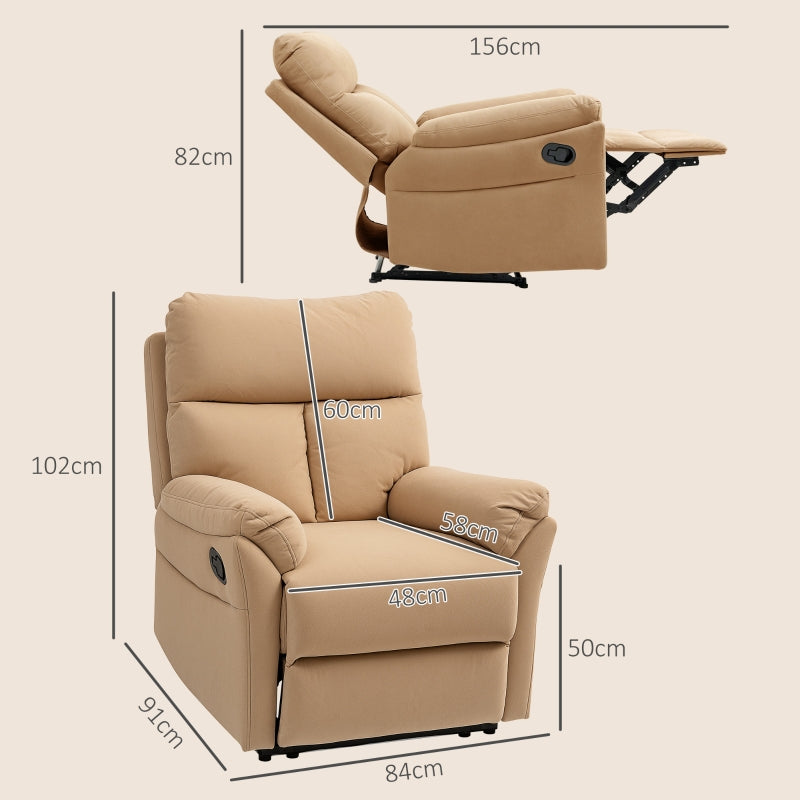 Manual Reclining Armchair, 140¡ã with Footrest - Light Brown