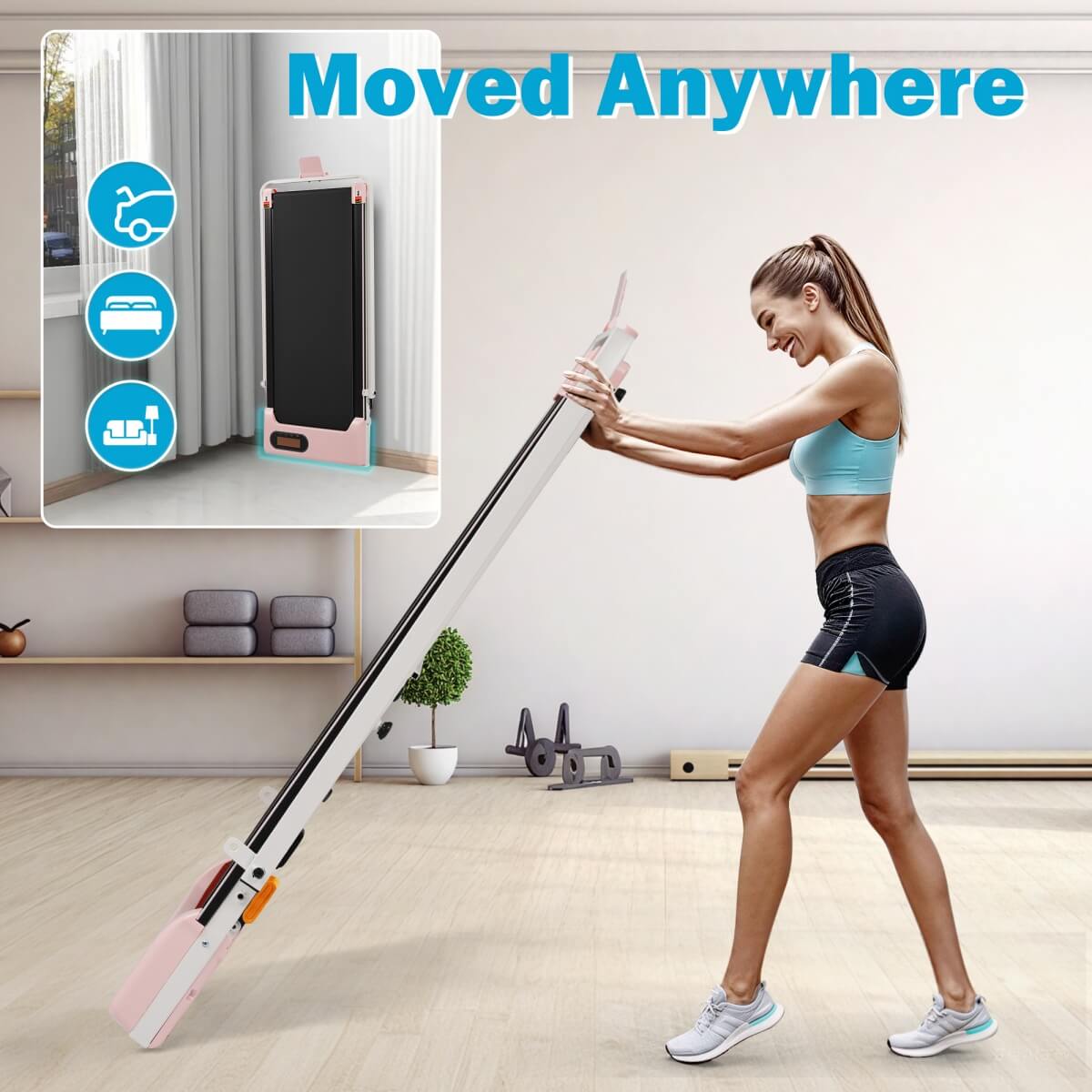 Folding Treadmill with Handrail ¨C Adjustable Incline, 1¨C10 km/h Running Machine with LED Display & Phone Holder