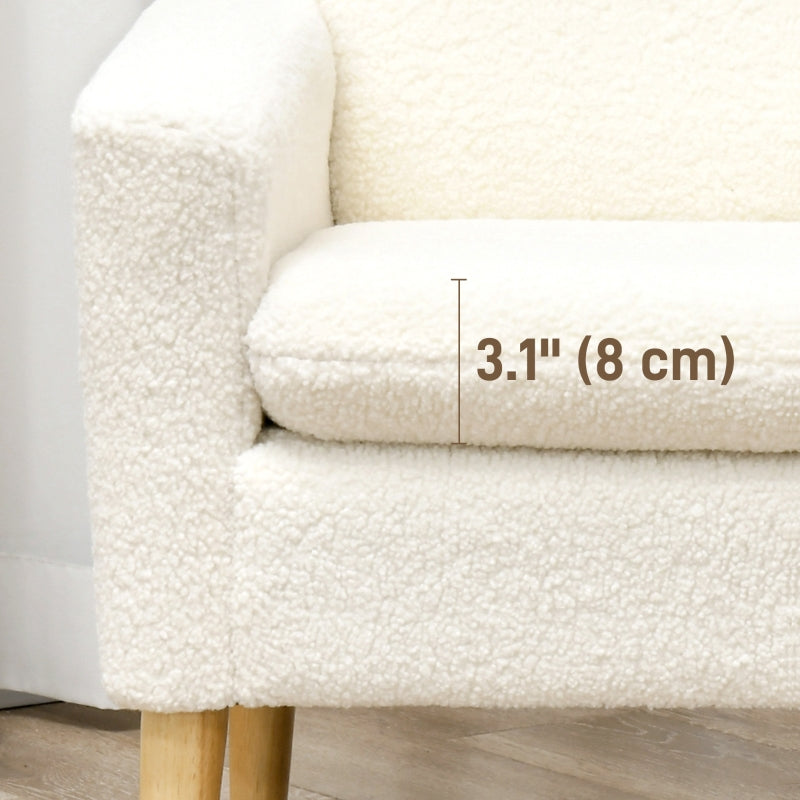 Armchair, Upholstered Accent Chair with Wood Legs, Cream White