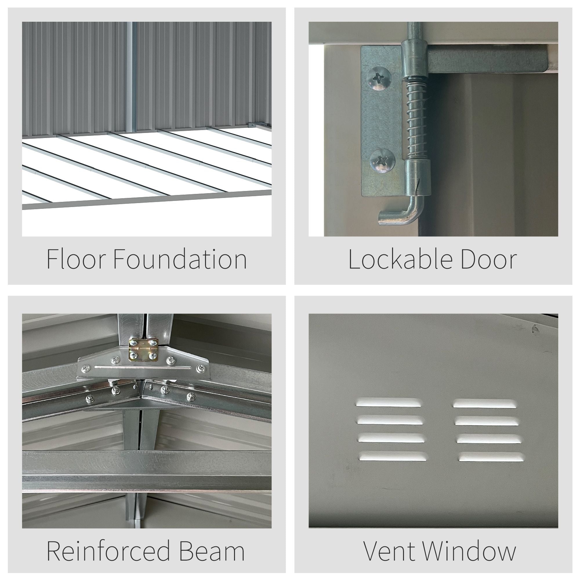 Outdoor Garden Metal Storage Shed 14 x 8ft with Lockable Door, Grey