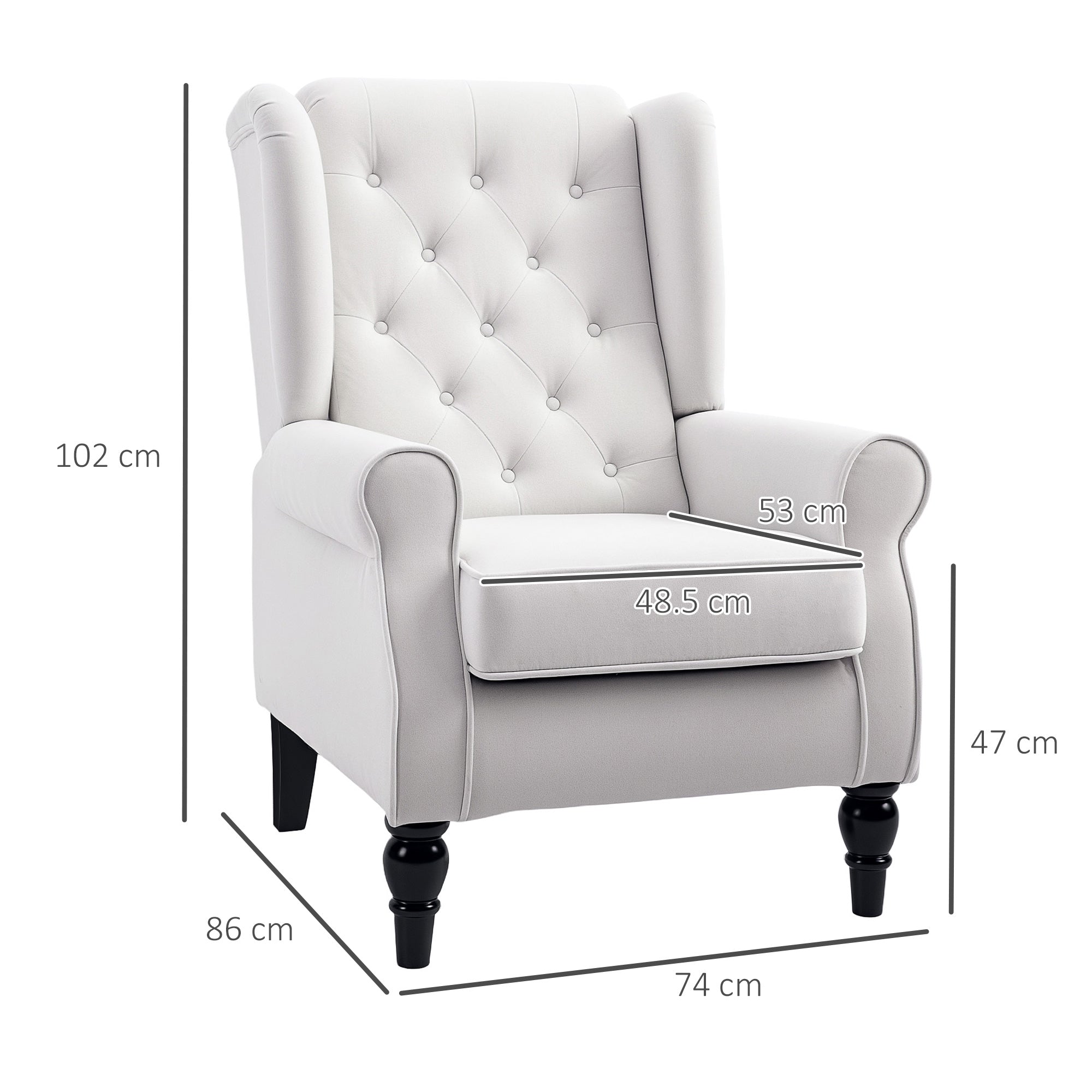 Wingback Accent Chair, Upholstered Button Tufted, Cream White