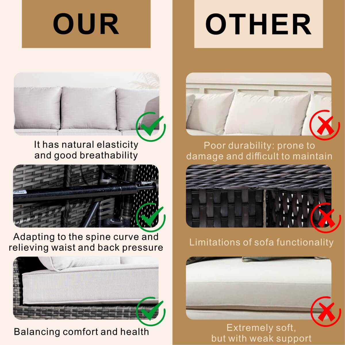 Premium Aluminium Modular Sofa Set – 9-Seater with Gas-Lift Armrests & Adjustable Table, Grey/Brown( PAS-2531)