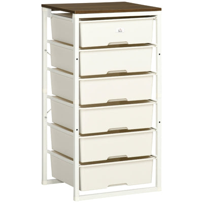 Bedroom Chest of Drawers, 6-Drawer Dresser Tall Storage, White