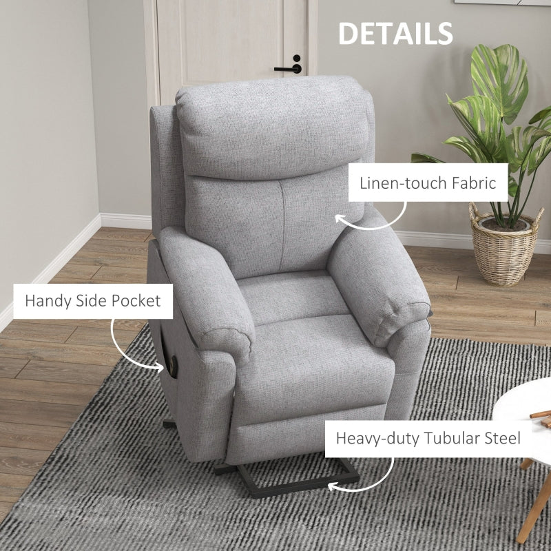 Power Lift Recliner Chair, Electric Lift with Remote Control, Linen Fabric, Grey