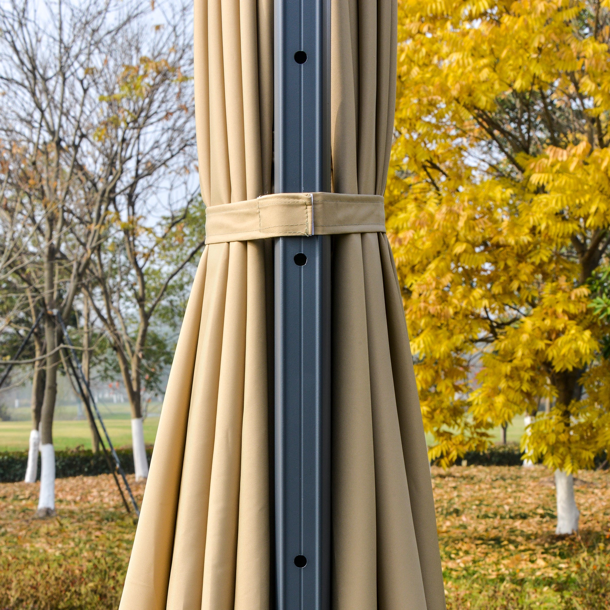 3m Cantilever Parasol, Solar Lights Power Bank Base 360?? Spin, Beige