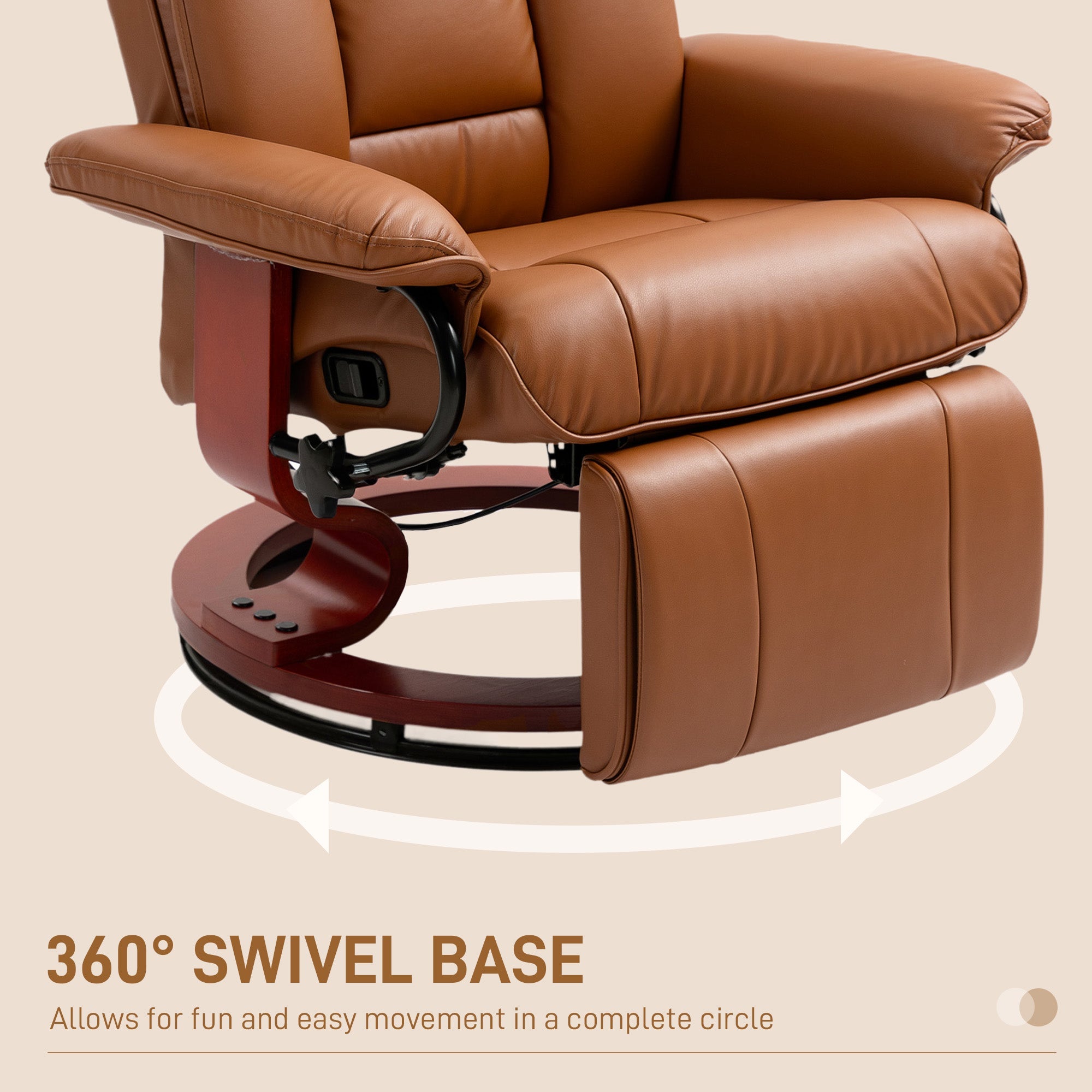 Faux Leather Recliner Chair - Brown