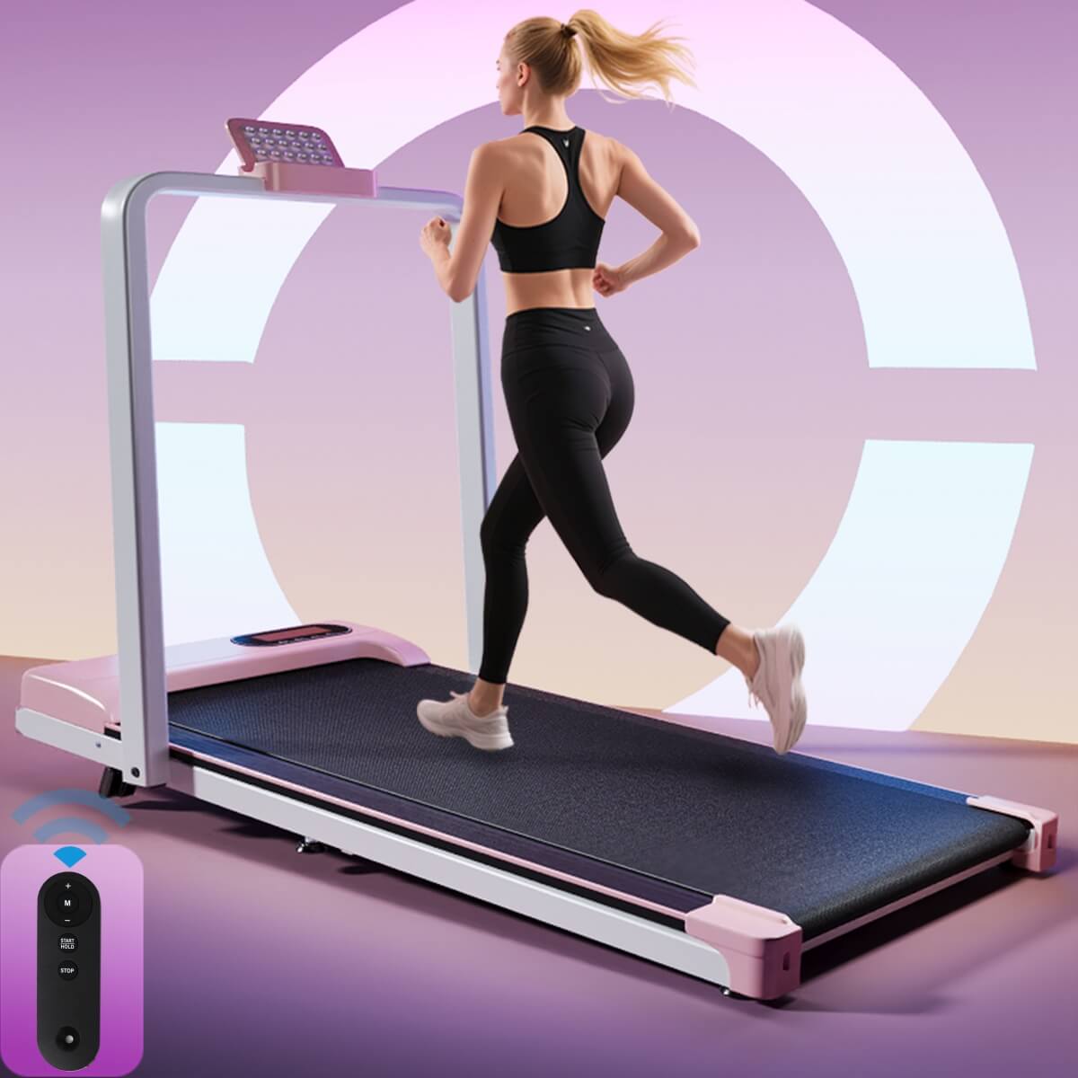 Folding Treadmill with Handrail ¨C Adjustable Incline, 1¨C10 km/h Running Machine with LED Display & Phone Holder