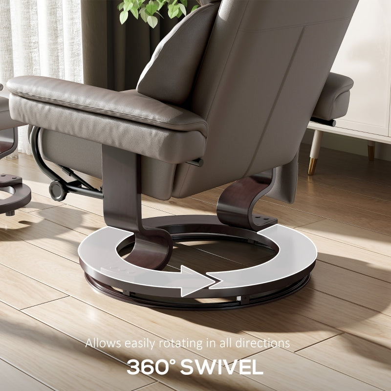 Massage Recliner Chair with Footstool, Adjustable Backrest, Swivel, Brown