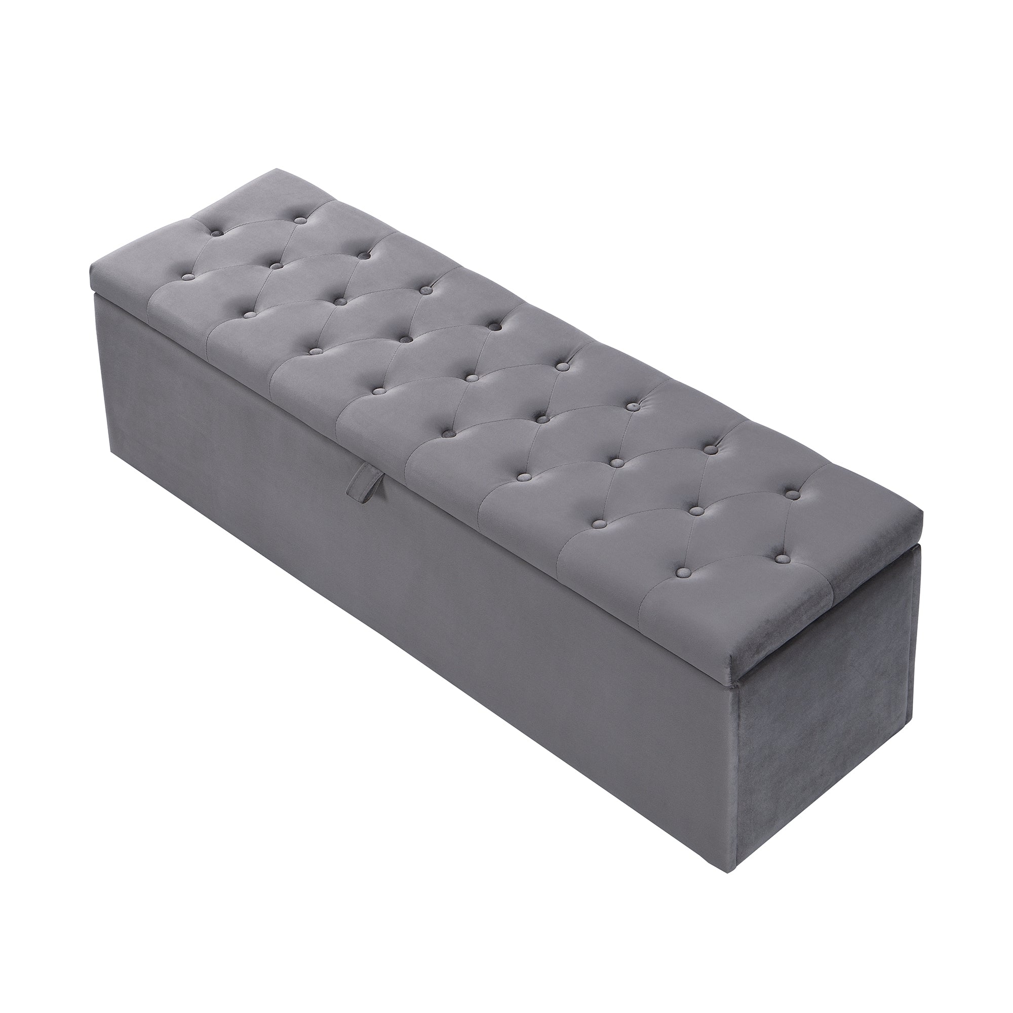 Upholstered Double Bed (4ft6) with Hydraulic Lever, Storage, and Upholstered Bench, Linen Grey