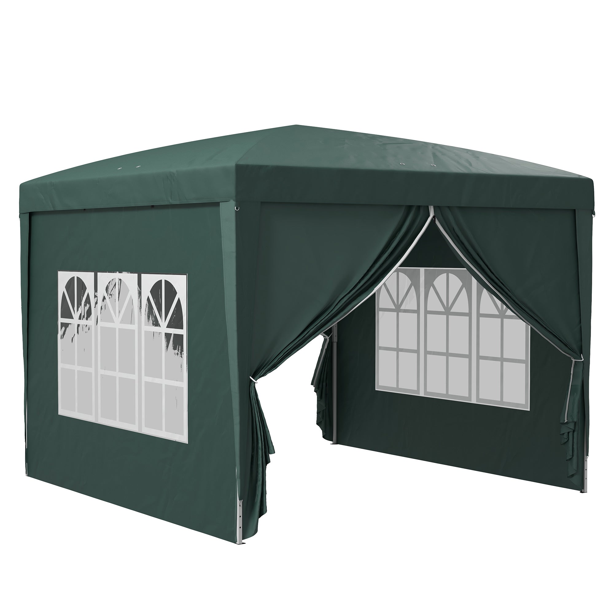 Pop Up Gazebo, 3 x 3m Wedding Party Canopy Tent with Carry Bag and Windows, Green