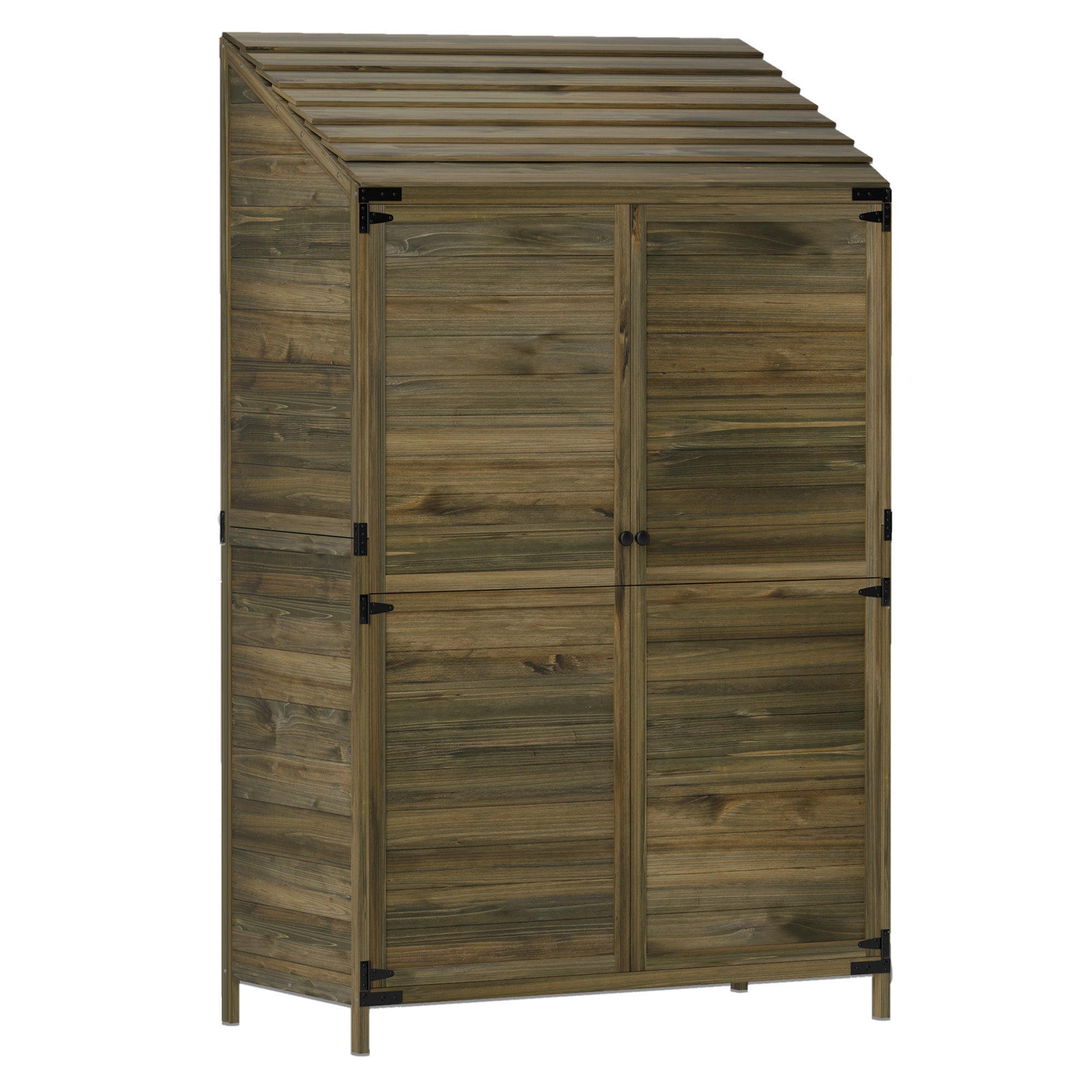 Garden Shed Two-Tier, 59 x 103.5 cm, Wooden Olive Brown