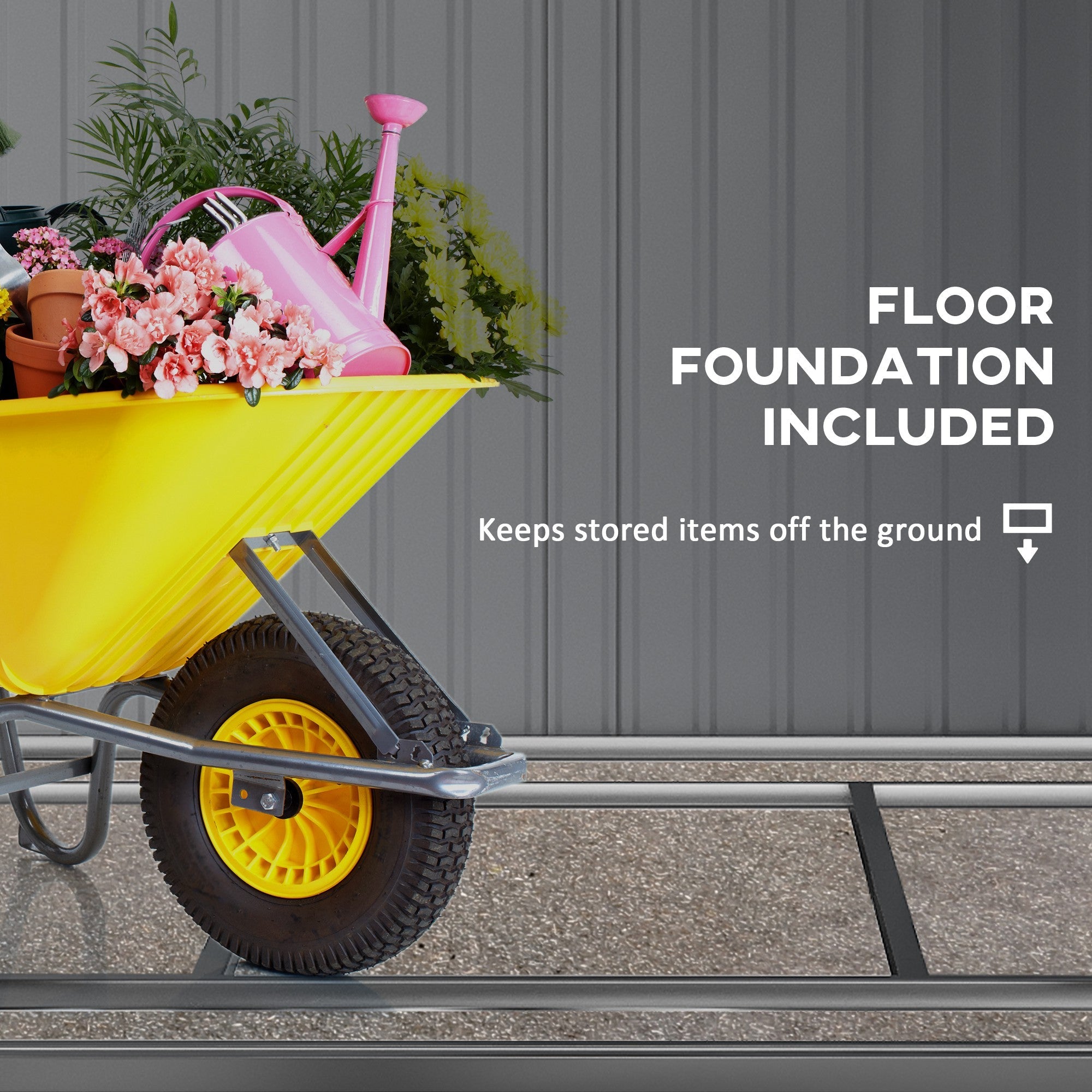 Galvanised Metal Shed, 6.5 x 4FT with Foundation Kit, Lockable Double Sliding Doors, Vents, Green