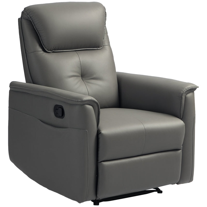 Recliner Armchair with Adjustable Leg Rest, Side Pockets, Microfibre Light Grey