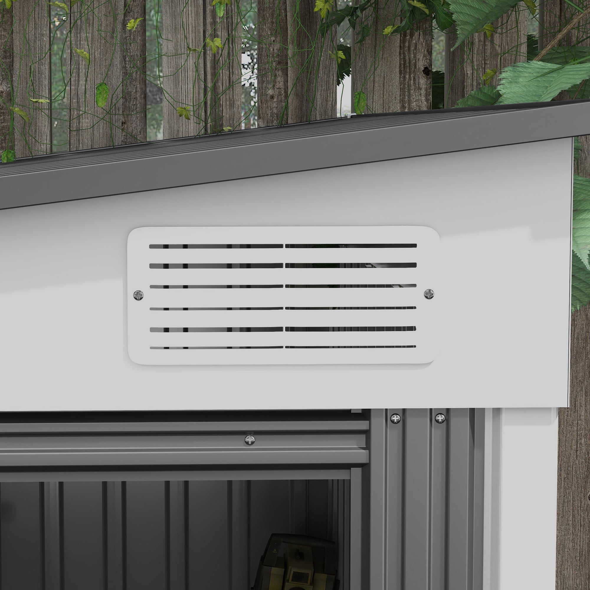 Galvanised Metal Shed 7 x 5ft with Sliding Door, White