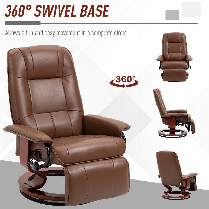 Faux Leather Armchair, 145¡ã Reclining Back and Footrest - Brown