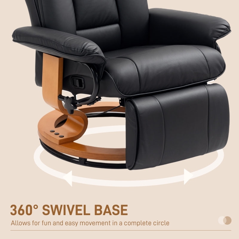 Recliner Chair, Faux Leather - Black
