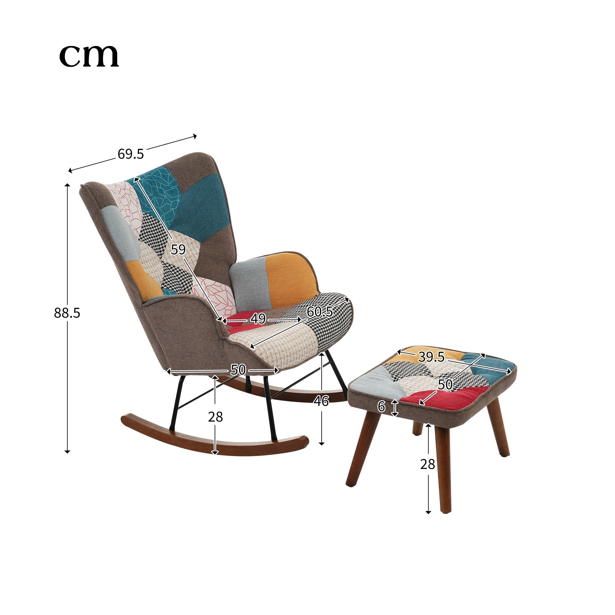 Rocking Chair with Footrest, Splicing Design