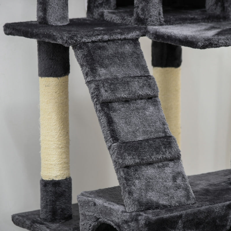Cat Tree, 173cm Scratching House Activity Play Centre, Charcoal Grey