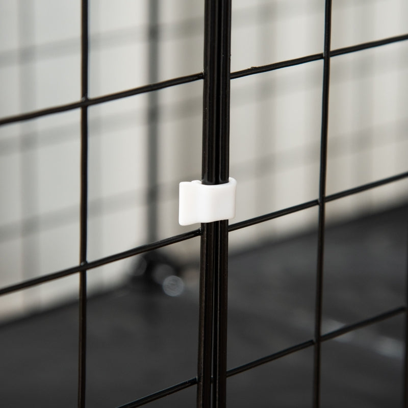 Pet Playpen with Door, Customisable Fence for Small Animals - Black