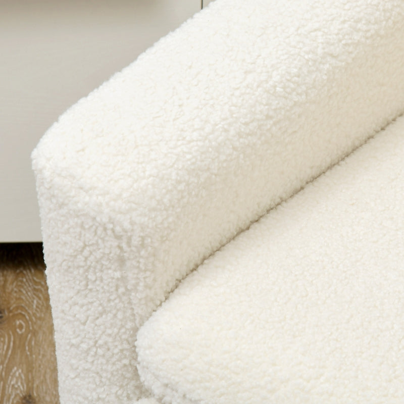 Armchair, Upholstered Accent Chair with Wood Legs, Cream White