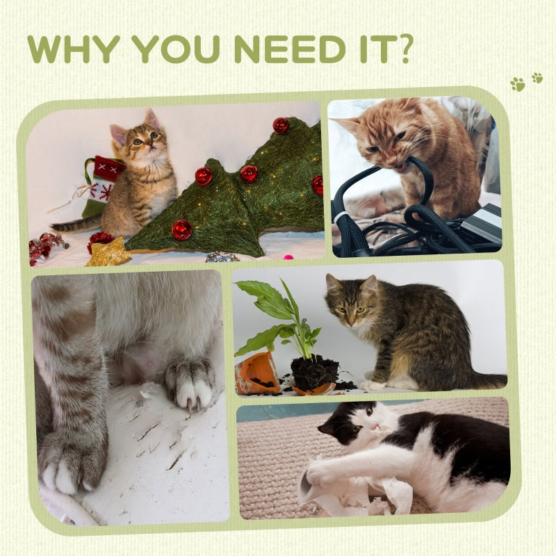 Jute Cat Scratching Post with Carpet Base & Hanging Toy - Beige