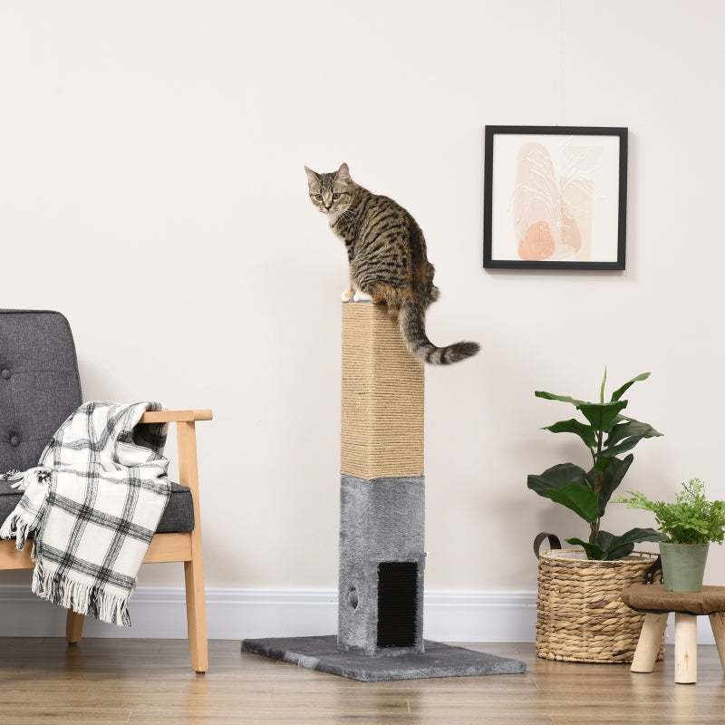 Cat Tree Scratching Post, 79cm Jute Climber with Dangling Toy ¨C Grey