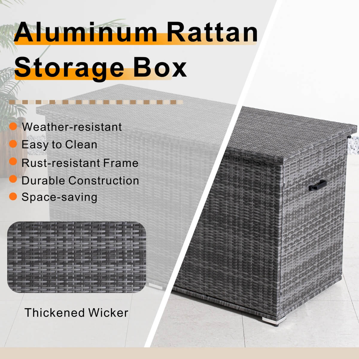 Large Outdoor Wicker Storage Box – Weatherproof Garden & Patio Chest