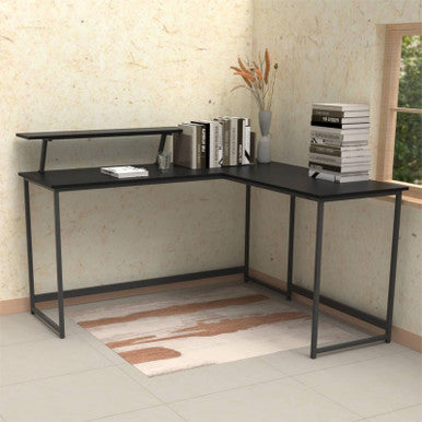 L-Shaped Black Computer Desk with Corner Workstation Table—DT-24612